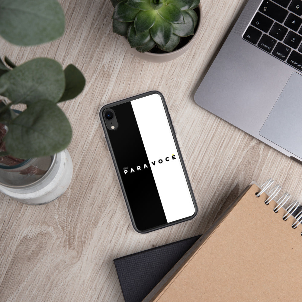 2882Tech Black + White Para Você BPA Free iPhone Case showcasing its sleek design and durable materials.